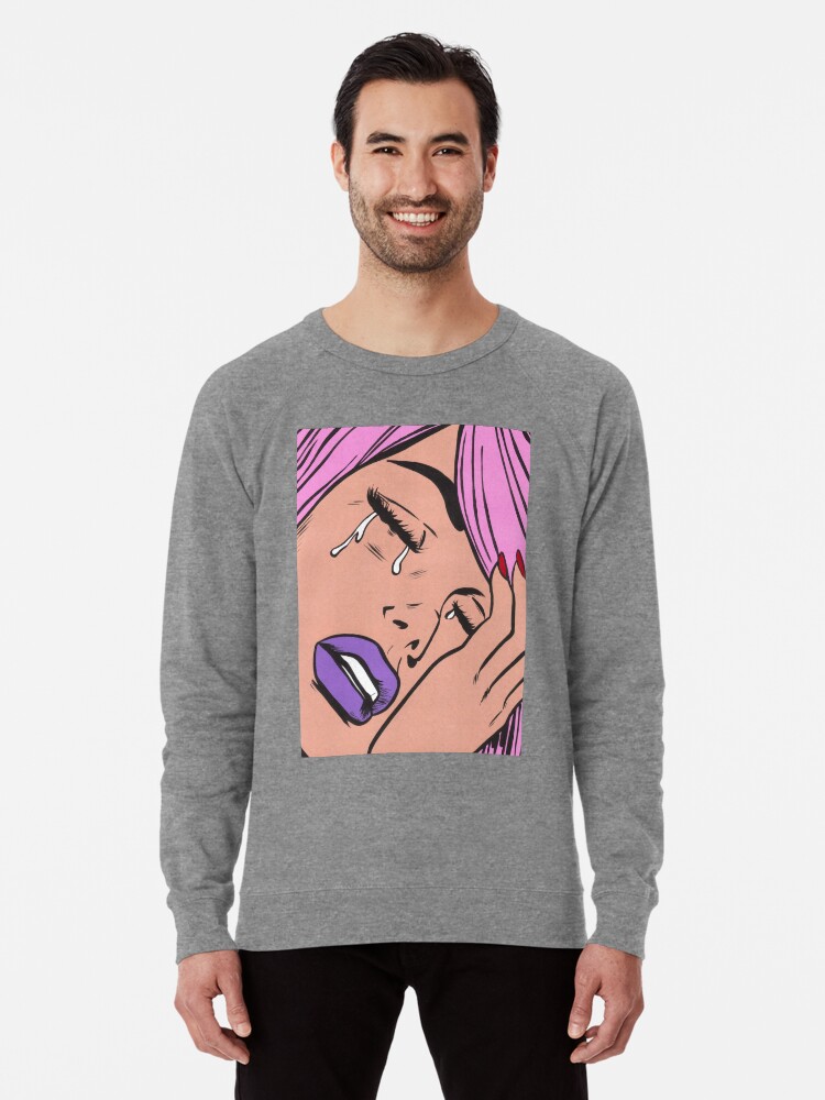 Pastel Hair Crying Comic Girl Lightweight Sweatshirt By Turddemon