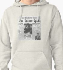 Man Enters Space #man #enters #space #matureadult #adult #newspaper #people #text #portrait #print #journalist #business #press #journalism #coverage #real #people #black  #white #monochrome #bright Pullover Hoodie