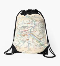 Paris Subway Map - France Drawstring Bag