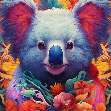 adorable neon koala bear art print | Sticker