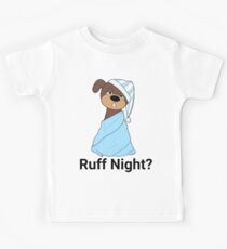 Sleepy Dog Ruff Night Blue Blanket Kids Tee
