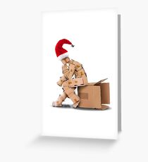 Think outside the box Christmas box character Greeting Card