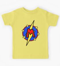 Cute Little SuperHero Geek - Super Letter M Kids Tee