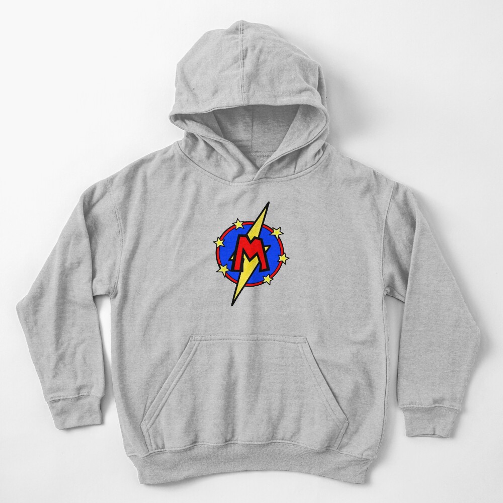 Cute Little SuperHero Geek - Super Letter M Kids Pullover Hoodie