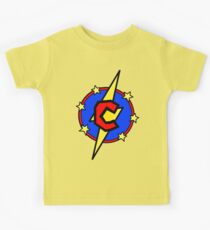 Cute Little SuperHero Geek - Super Letter C Kids Tee