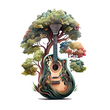 Acoustic Guitar Tree Of Life Guitar Player Nature Guitarist Art Board Print  for Sale by Teescount