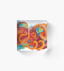 Orange Octopus Acrylic Block