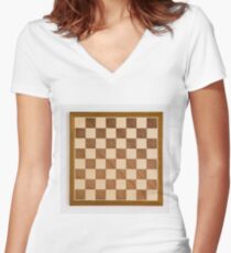 Chess board, playing chess, any convenient place Women's Fitted V-Neck T-Shirt