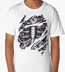 Steampunk terminator Cyborg robot body torn tee tshirt Long T-Shirt