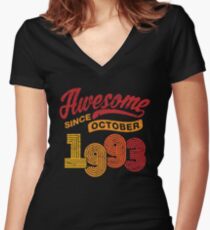 Awesome Since October 1993 Shirt Vintage 25th Birthday Women's Fitted V-Neck T-Shirt