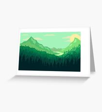 Green forest landscape within the valley Greeting Card