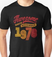Awesome Since November 1978 Shirt Vintage 40th Birthday Slim Fit T-Shirt
