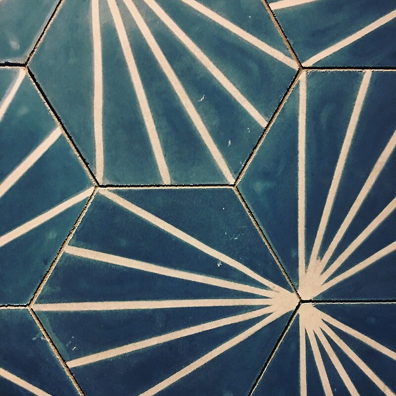 "Dark Teal and White Geometric Tile " by SunLeary Redbubble