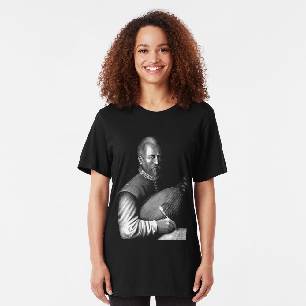 John Dowland with Lute Slim Fit T-Shirt