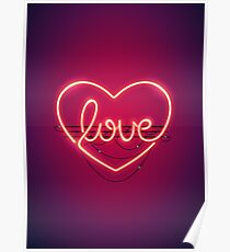 Love Heart Neon Sign Poster