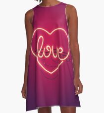 Love Heart Neon Sign A-Line Dress