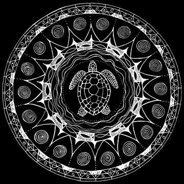 Artwork thumbnail, Turtle Mandala White Ink by heartsake