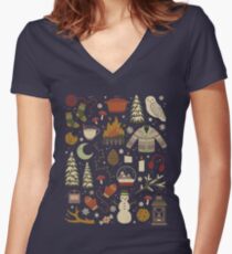 Winter Nights Women's Fitted V-Neck T-Shirt