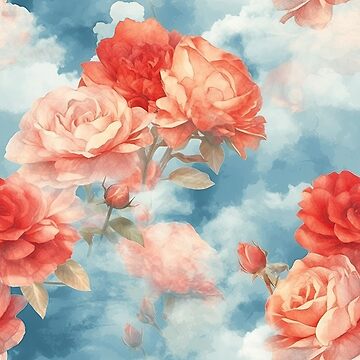 Artwork thumbnail, Classic - Angelic Pink and Red Roses in soft clouds - art by futureimaging