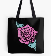 Pink and Turquoise Rose Design Tote Bag