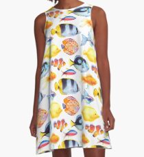 Watercolor tropical fish A-Line Dress