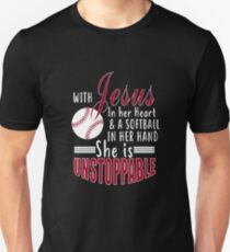 Perfect Gift For Softball Lover. Christian Shirt For Girls. Unisex T-Shirt