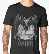 Viking God Odin- Old Norse Spelling- Valknut, Huginn and Muninn Men's Premium T-Shirt