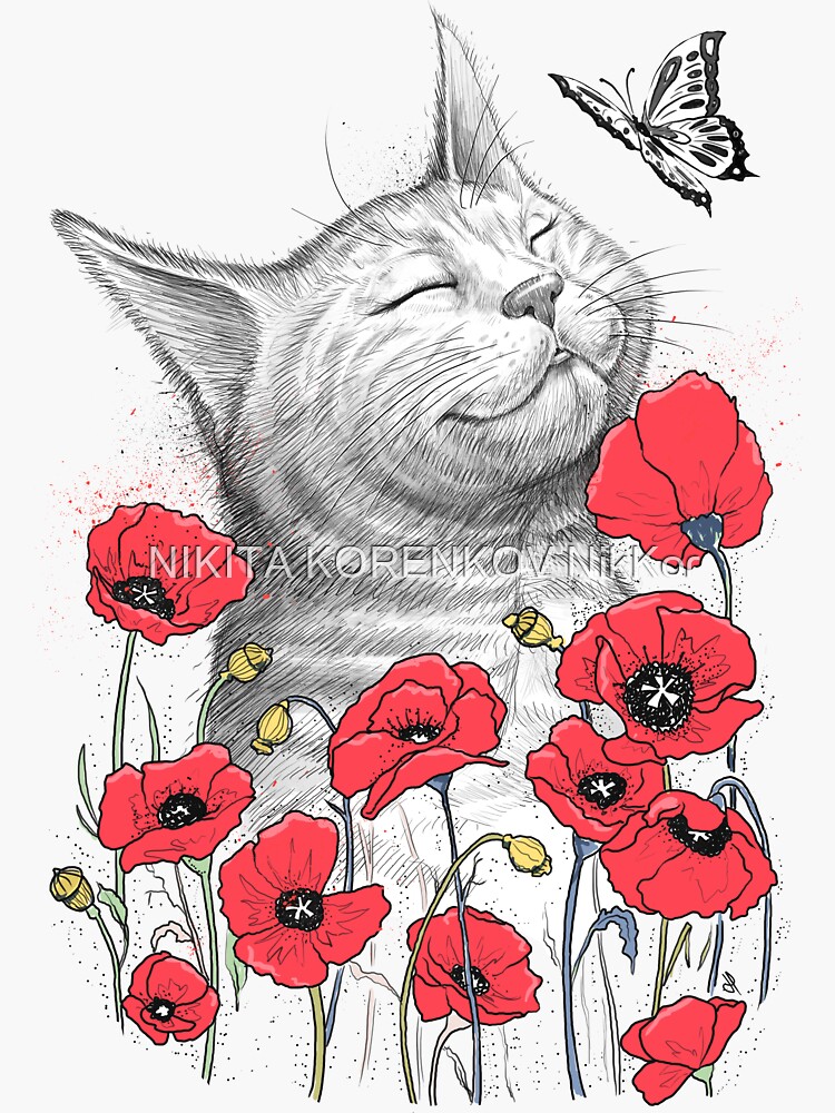 Cat in poppies von NikKor