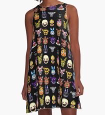 Five Nights at Freddy's - Pixel art - Multiple Characters A-Line Dress