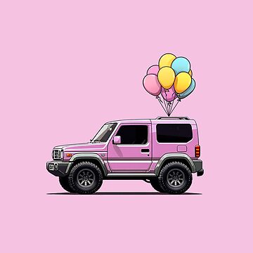 Cute Pink Jimny with Birthday Balloons Poster for Sale by stoicjimny