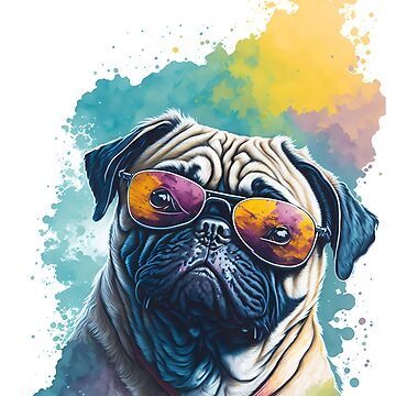 Happy Pug Dog Wearing Sunglasses | Kids T-Shirt