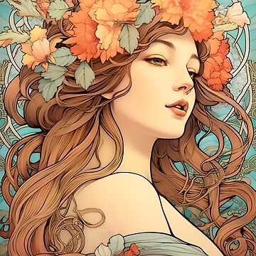 Spirit of Spring Alphonse Mucha Style Illustration | Poster