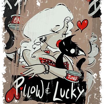 Artwork thumbnail, Pillow & Lucky Graffiti Tee V2 by gWebberArts