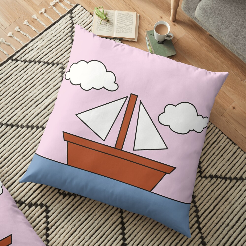 The Simpsons Living Room Boat Picture Pink Version Floor Pillow