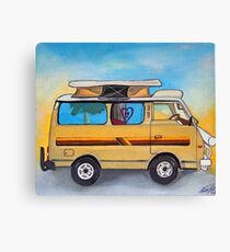 Original artwork camper van painting in sunset Canvas Print