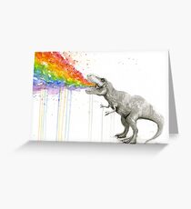 T-Rex Rainbow Puke Greeting Card