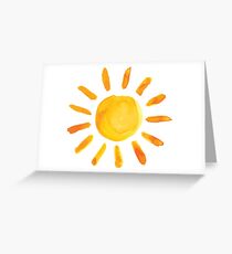 Brushed Watercolor Painted Sun Greeting Card