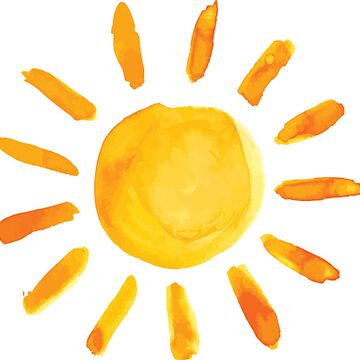 Artwork thumbnail, Brushed Watercolor Painted Sun by Claireandrewss