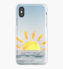 Brush Painted Sun Coming Over Clouds iPhone Case