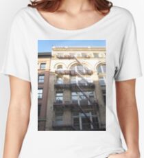 Building, windows, fire escape, floors, New York City Women's Relaxed Fit T-Shirt