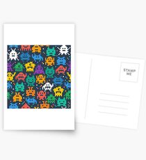 Retro video game monsters pattern Postcards