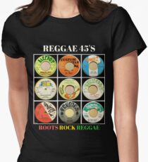 Reggae 45's Roots Rock Reggae For All Lovers Of Jamaican Music Women's Fitted T-Shirt
