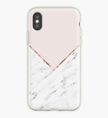 Peony blush geometric marble iPhone Case