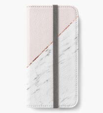 Pfingstrose errötet geometrischen Marmor iPhone Flip-Case/Hülle/Klebefolie