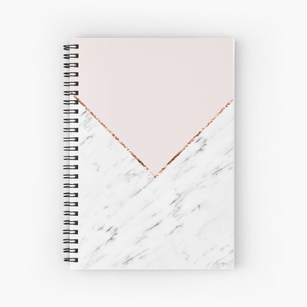 Peony blush geometric marble Spiral Notebook