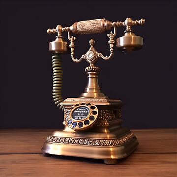 Old Rotary Dial Antique Landline Telephone Vintage Table Brass
