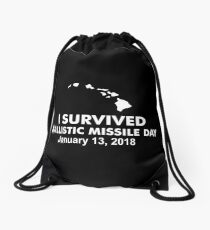 I survived Ballistic Missile Day Drawstring Bag