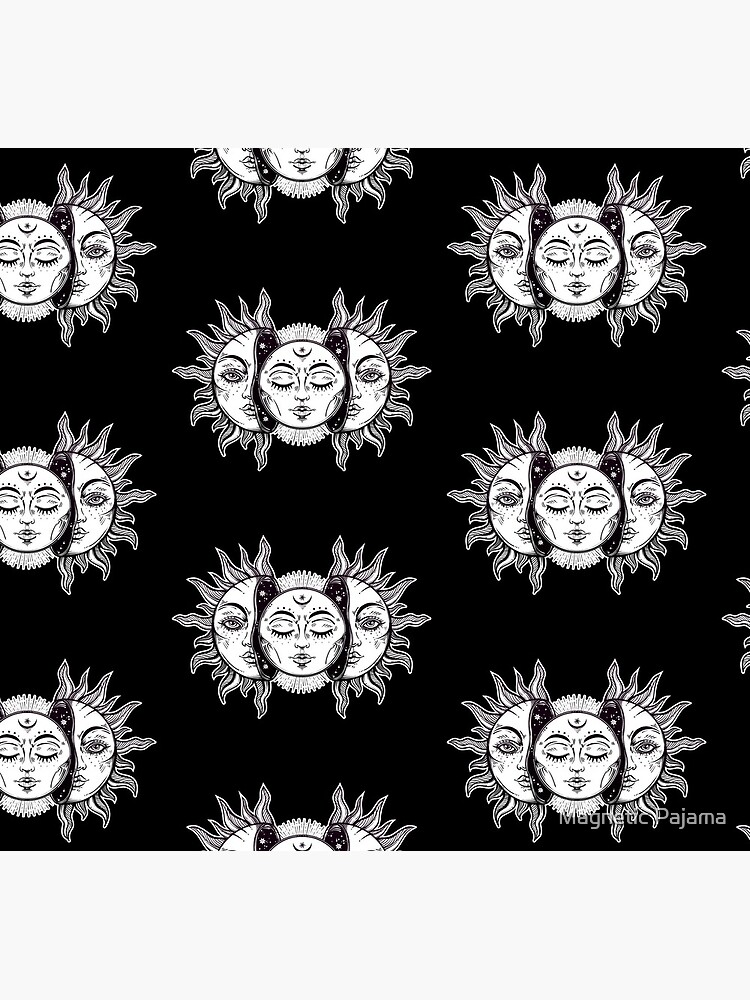 Vintage Retro Sun and Moon Solar Eclipse by MagneticMama