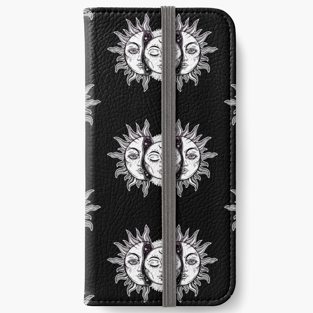 Vintage Retro Sun and Moon Solar Eclipse iPhone Wallet