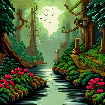 Dense wild forest pixel art Sticker for Sale by brandway